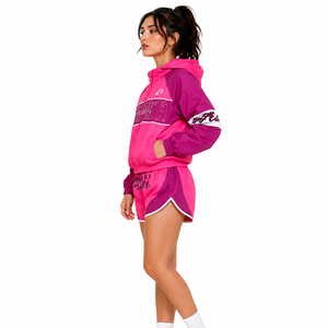 Custom Women's Pink Nylon Cropped Windbreaker Waterproof Jacket Streetwear Polyester Tracksuit Shorts Set Summer Men's Hoodies - Product Image 3