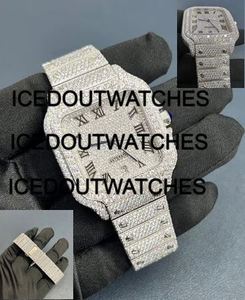 Montre en acier inoxydable Moissanite, taille brillant VVS1, carrée, style antique, hip-hop, luxe, quartz, mode, affaires, cadran en verre, 10 bars - Product Image 1
