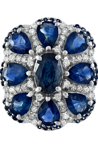 Anillo de Diamantes y Zafiro Azul en Plata de Ley 92.5 KLSR-11285 - Product Image 3