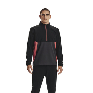 Men's Quarter-Zip Color Blocking Fleece <b>Jacket</b> Sporty Quick Dry Polyester Autumn Wear Regular Fit Black <b>Red</b> Gray - Product Image 3