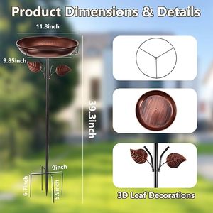 Baño para Pájaros de Metal de Primera Calidad con Acabado Decorativo Elegante para Jardín y Actividades de Alimentación de Aves - Product Image 2