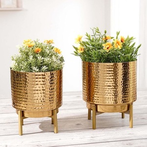 Durable Eco-Friendly Brass Metal Hammered Modern Customized Flower <b>Pot</b> Planter Vase Plant <b>Stand</b> ILAHI's ICOMP-13344 1kg Not - Product Image 5