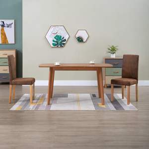 Ensemble de 2 chaises de salle à manger en similicuir suédé marron, design standard et durable - Product Image 1