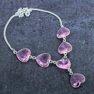 Romantic Heart Cut Emerald Luxury Statement Necklace 925 <b>Silver</b> Sterling Plated Chain Unisex Jewelry Everyday Wear Anniversary - Product Image 2