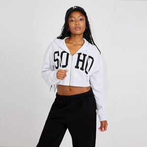 Sweat à capuche entièrement zippé en polyester/coton, épais, écologique, coupe oversize, broderie personnalisée, double fermeture éclair, délavage acide, style streetwear, blanc - Product Image 1