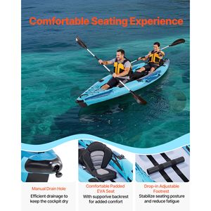 Kayak Gonfiabile da Mare per 2 Persone, Capacità 700 LBS, Resistente alle Forature, in PVC, Kayak Ricreativo con Sedile Imbottito - Product Image 6