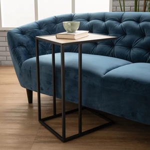 Contemporary Minimalist Laptop <b>Table</b> <b>Side</b> <b>Table</b> with Sturdy <b>Black</b> Metal Frame and Wood Top for Living Room Bedroom - Product Image 1