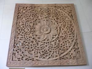 Panneaux muraux thaïlandais carrés en teck gravé de 3 pieds, 100 % faits à la main, haute résistance, écologiques, décoration intérieure classique DIY - Product Image 5