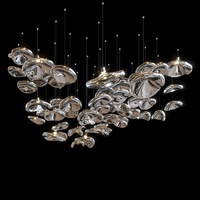 Lustre suspendu moderne en acier inoxydable avec LED, décoration artistique, boule de verre unique, pour la maison, le hall, l'hôtel, le lobby