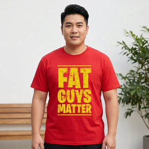Camiseta Roja de Manga Corta para Hombre Fat Guys Matter, 100% Algodón, Cuello Redondo, Corte Jersey, Estilo Regular, Anti-UV, Transpirable - Product Image 5
