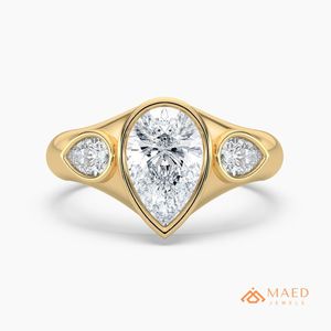 Anillo de compromiso de plata con moissanita talla pera de tres piedras, joyería de lujo para novia, boda, aniversario, regalo de moda en EE. UU. - Product Image 1