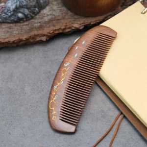 Natural Wood Hair Comb Anti Static Handmade <b>Beard</b> Comb Hand Printed Scalp Massage Comb for Daily Hair <b>Care</b> Use - Product Image 1