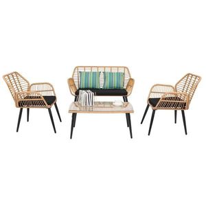 Set di Sedie in Rattan Giallo PE con Struttura in Acciaio per Esterni, Quattro Pezzi, Arredamento da Patio - Product Image 2