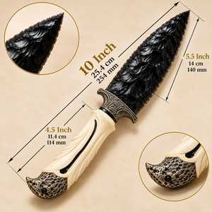 Couteau en cristal d'obsidienne noire de 10 pouces avec manche en forme d'aigle, athame rituel artisanal pour la décoration d'autel païen - Product Image 6
