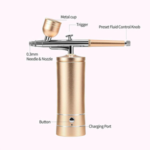 Portable Piston Cordless Airbrush <b>Compressor</b> Gravity Feed Copper ABS Dual Action Travel Spray Kit - Product Image 4