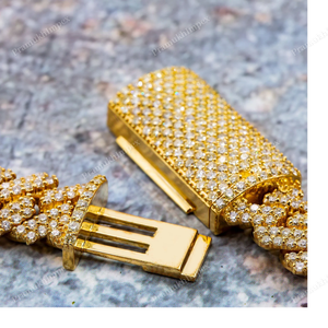 10MM 20inches Iced Cuban Link <b>Chain</b> 925 Sterling <b>Silver</b> Diamond <b>Extended</b> Clasp Hip Hop Miami Luxury Statement Cuban <b>Chain</b> - Product Image 2