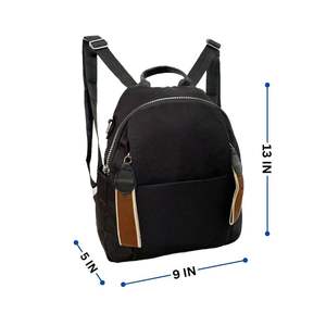 Chic Black Mini <b>Backpack</b> for Women <b>Lightweight</b> Nylon Travel Rucksack with Leather Accents student <b>backpack</b> school bag - Product Image 6