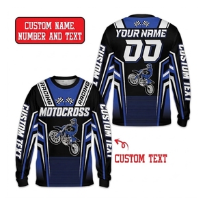 Camisetas personalizadas de manga larga para motocross, jerseys de invierno para motocross, camisetas de carreras con nombre y número personalizados para unisex - Product Image 1