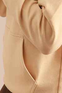 Sudadera con Capucha Beige para Hombre, Manga Larga, Felpa Francesa, Bolsillo, Estilo Casual, Otoñal, Tejido de Punto, Corte Regular - Product Image 5