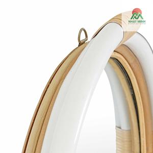 กระจกทรงกลมทำจากหวายสีขาว.. กระจกติดผนังสำหรับห้องนั่งเล่น ห้องนอน หรือทางเดิน กระจกมองเต็มตัว - Product Image 4