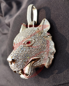 Brass <b>Wolf</b> Head Pendant Necklace Micro Pave Cubic Zirconia Animal Charm Hip Hop Jewelry for Women - Product Image 1