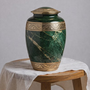 Green Marble Aluminum Cremation Urn Engraved Memorial <b>Keepsake</b> Casket for Adult <b>Ashes</b> Custom Commemoration - Product Image 1