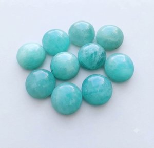 Cabochon rond en amazonite naturelle, dos plat, pierre précieuse non montée pour la création de bijoux - Product Image 4