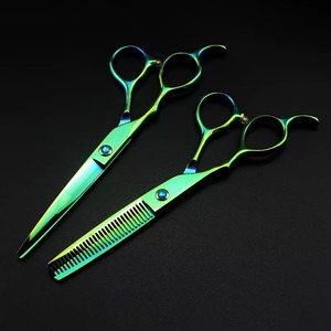 Ciseaux de coiffure professionnels multifonctionnels en acier inoxydable, couleur verte, 6 pouces, outils de coupe pour barbier, US 100g, pour gaucher - Product Image 4