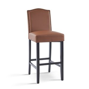 Set of <b>2</b> Counter Height <b>Bar</b> <b>Stools</b> PU Faux Leather Seating Brown Rubberwood Legs 300 for Kitchen Island Upholstered <b>Bar</b> <b>Stools</b> - Product Image 6
