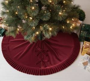 Jupe de sapin de Noël rouge à carreaux avec bord festonné, couvre-sapin festif à carreaux pour la décoration de la maison - Product Image 5