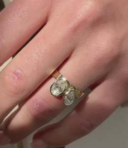 แหวนเพชรทรงลูกแพร์และทรงรี น้ำหนัก 1.01 กะรัต เพาะเลี้ยงในห้องปฏิบัติการ พร้อมสายแหวนแบบ Toi Moi สำหรับผู้หญิง ทองคำแท้ 14K ของขวัญเซอร์ไพรส์สำหรับงานปาร์ตี้สำหรับแฟนสาว - Product Image 2