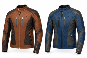 Veste de moto en cuir sur mesure OEM |   Noir, Teal, Marron, Bleu |   Fabricant OEM ODM |   Qualité de conception haut de gamme |   Vêtements de course | - Product Image 5