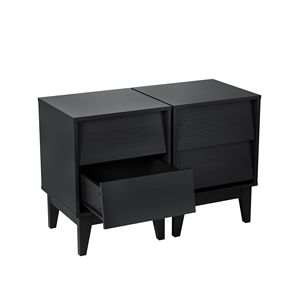 Vintage-Style Mid Century Modern Nightstands 2 Sets with Bevel Design Made of Durable MDF for Bedroom <b>Night</b> <b>Stand</b> Furniture - Product Image 6