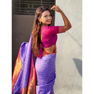 Sari en soie fusionnée Elite Weaves Lavender Zari tissé Bandhani Paithani pour femmes 650g - Product Image 3