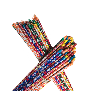 Outils de nettoyage promotionnels d'usine manche de balai en bois fleur et pointillé fabriqué au Vietnam à vendre - Product Image 3