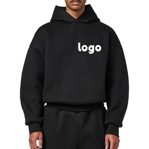 Customization New Premium Quality Heavyweight 100% Cotton Drop Shoulder Loose Fit Drawstring Hoodie Men - Product Image 4