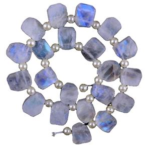 Natural Rainbow Moonstone <b>Blue</b> Fire Gemstone Uneven Shape Rough Jewelry Making Stone Collection Style Cut - Product Image 1