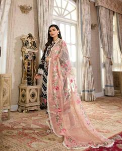 Salwar Kameez rose brodé de fleurs, robe formelle pour femmes, robe cousue, dentelle, dupatta, tenue de fête, mariage, Inde, Pakistan - Product Image 2