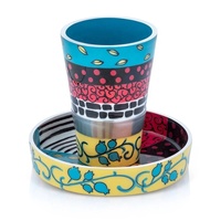 Nouvelle Collection – Coupe à Vin Kiddush Artisanale Moderne en Métal Émaillé Jaune de Qualité Alimentaire 300ml – Série Premium Touch – Écologique – Rituel Juif