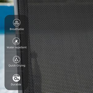 Set di 3 Sedie a Sdraio Regolabili in Alluminio per Patio, Grigio con Poggiatesta in Textilene, Reclinabili per Prendere il Sole, Set da Giardino - Product Image 4