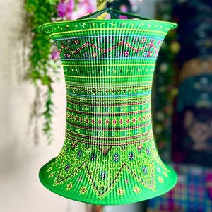 Boho green brocade fabric <b>lantern</b> top selling lighting accent decorative ethnic light <b>lanterns</b> - Product Image 1