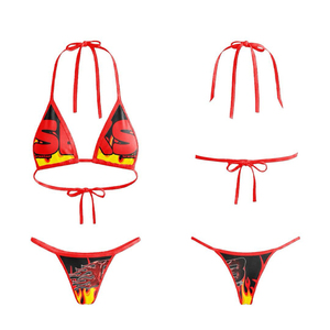 Premium 220 GSM Polyester Spandex <b>Bikini</b> <b>Set</b> Pink Purple Graffiti Print Custom Logo Women <b>Bikinis</b> <b>set</b> - Product Image 3