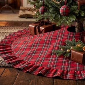 Falda de Terciopelo Borgoña para Árbol de Navidad con Borde Plisado y Volantes, Lazos Decorativos, Venta Directa de Fábrica, Reutilizable para Decoración de Árboles Navideños - Product Image 3