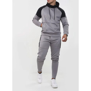 Men Winter Streetwear Plus Size Color Block Pullover Hoodie Tracksuit Set Wholesale Custom Casual Sportswear 2026 Leisurewear - Product Image 5