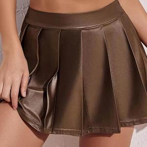 Jupe trapèze vintage en cuir véritable épais pour femme, style tendance, avec votre logo, motif léopard, décontractée, pour l'hiver, haute qualité - Product Image 3