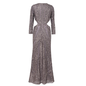 Vestido de Noche Moderno y Elegante con Cintura Natural |   Cuello en V de manga larga |   Vestido de Sirena Cortado |   Elegante Fiesta Formal |   Vestido de Graduación para Boda - Product Image 2