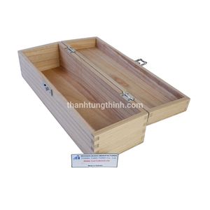 Boîte à vin en bois écologique, bois d'acacia, fabrication artisanale, gravure au laser, doublure en satin bleu, Thanh Tung Thinh Co Ltd - Product Image 5
