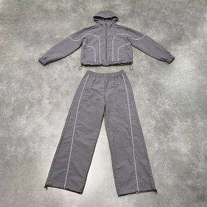 High Quality Oem Custom Patchwork Nylon <b>Zip</b> <b>up</b> <b>Jackets</b> and Nylon Track Pants Jogging Suit Sweat Suit Windbreaker Tracksuit - Product Image 4