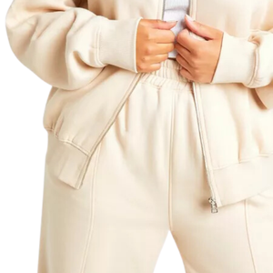 Conjunto Deportivo de Invierno para Mujer, 2 en 1, con Capucha, Cintura Elástica, Poliéster/Algodón, para Gimnasio y Yoga, Top de Manga Larga y Pantalones, Servicio OEM - Product Image 6