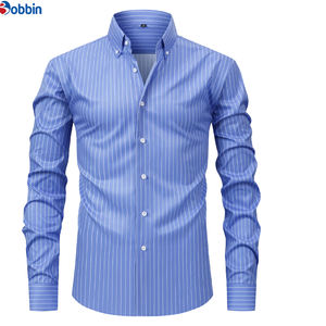 Camisa de Negocios Personalizada para Hombre, Nueva Moda, Estampado a Rayas, Solapa, Cierre de un Botón, Manga Larga, Talla Grande - Product Image 1